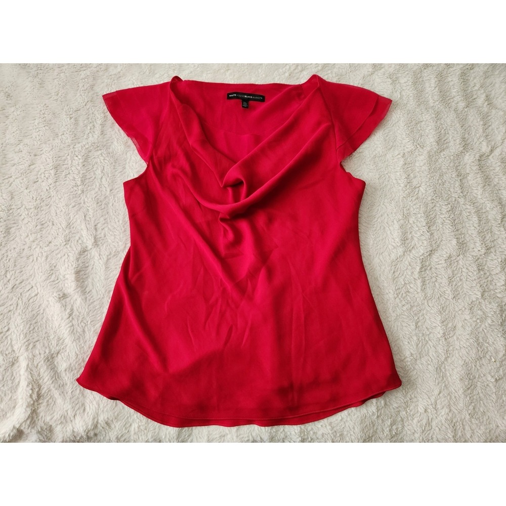 White House Black Market Fuchsia Pink Cowl Neck Flutter Cap Sleeve Blouse Size S